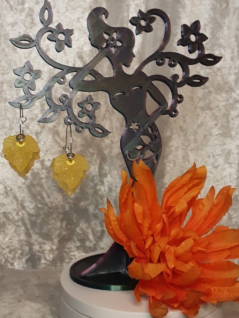 Handmade Hoop 3 Leaf Earrings